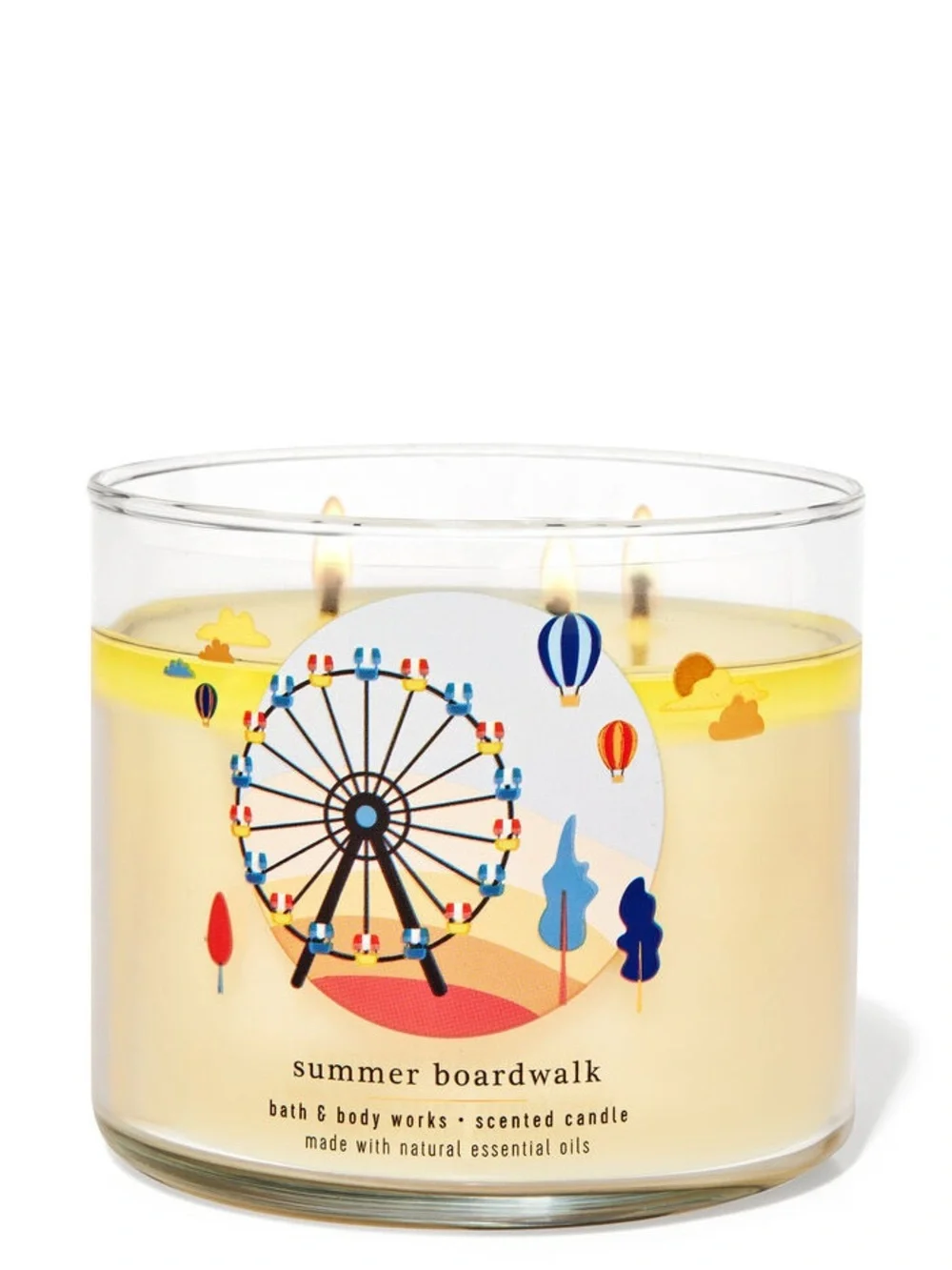 Bath & Body Works Summer Boardwalk 3-Wick Candle - Yellow & Blue - Picture 1 of 4